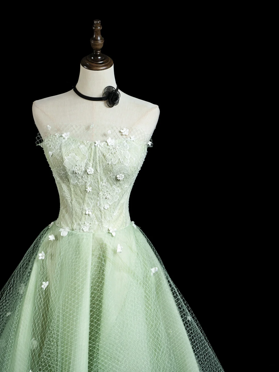 Schickes Ballkleid, trägerlos, mintgrün, Tüll, ästhetische Abschlussballkleider für Senioren, formelle Outfits, Abschlusskleid RB1936