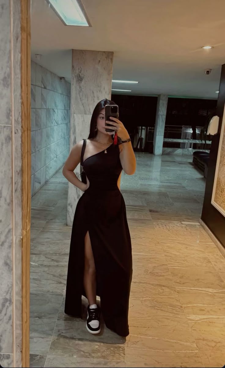 Timeless Mermaid One Shoulder Black Slit Long Prom Dresses Inspiration Party Dress Prom Gowns RB1983