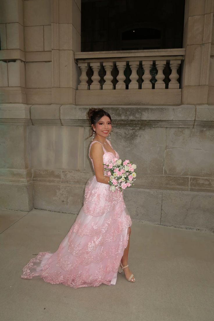 Süßes Ballkleid mit herzförmigem Ausschnitt und rosa Spitze, lange Ballkleider, beeindrucken zum 20. Geburtstag, Outfits, Ballkleid RB1670