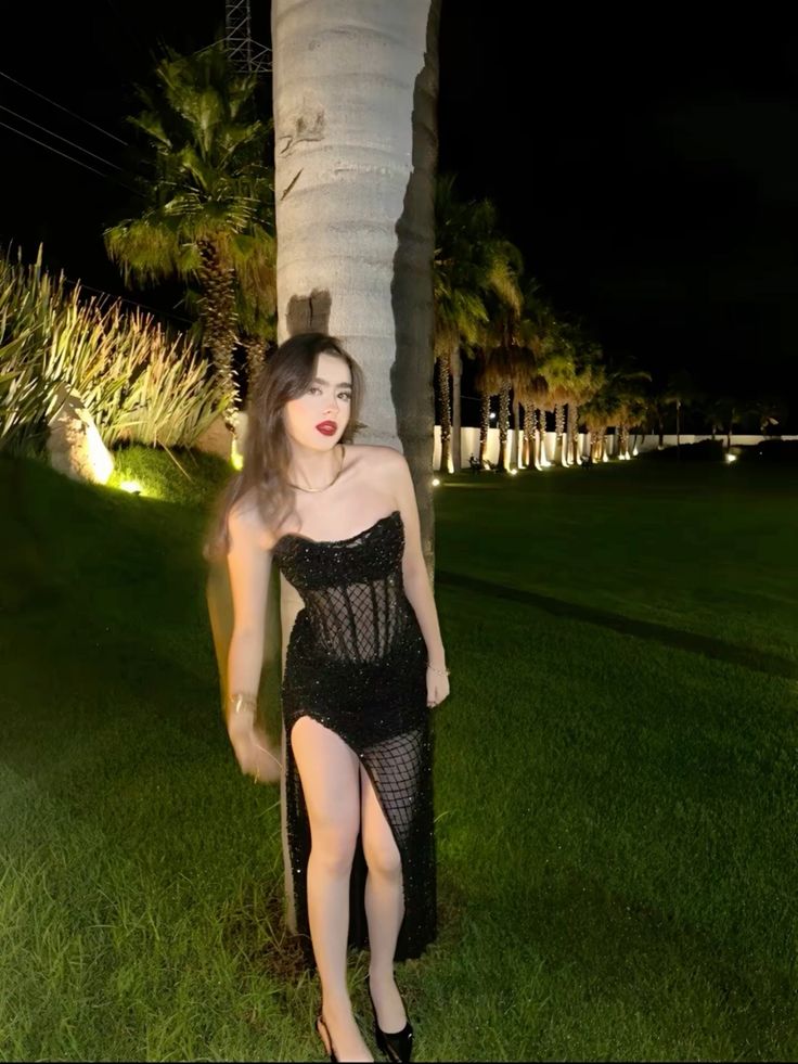 Amazing Mermaid Strapless Black Sequin Slit Long Prom Dresses Inspiration Party Dress Prom Gown RB2149