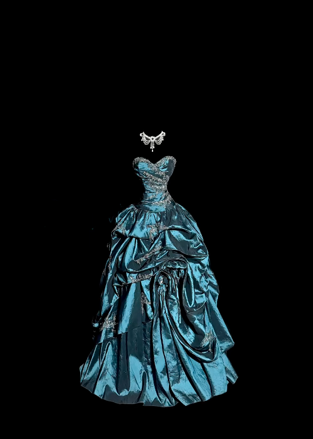 Schöne Ballkleider für den Abschlussball, blau, trägerlos, Taft mit Applikationen, lange Abendgarderobe N3423