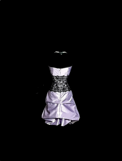 Robe de Soirée Courte Lavande en Satin Sans Bretelles pour Femme - Idées Tenues d'Anniversaire ou de Rentrée N3427