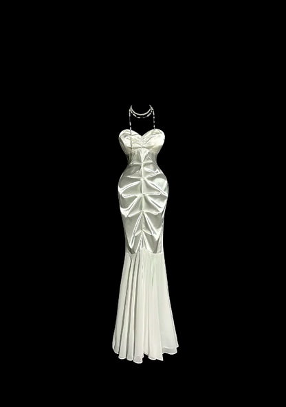 Charming Prom Dresses Mermaid White Sweetheart With Ruffled Long Evening Outfits N3429