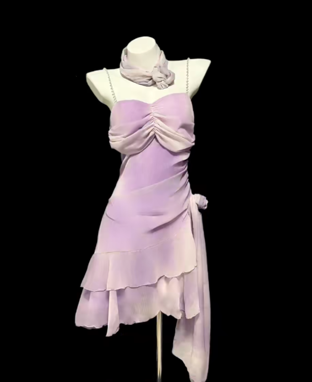 Stunning Sheath Spaghetti Strap Lilac Mini Senior Inspo Short Party Outfits Formal Homecoming Dresses RB3075