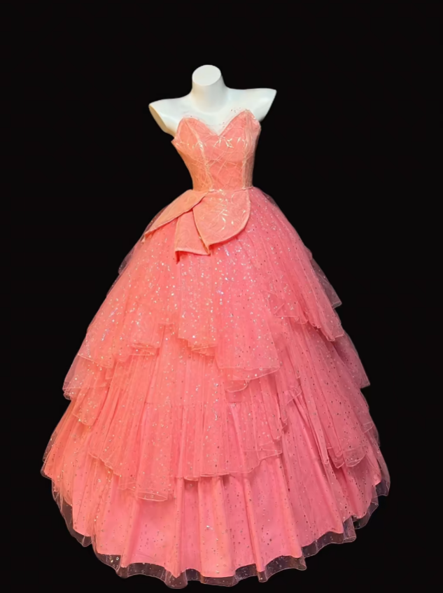 Modest Ball Gown Sweetheart Pink Tulle Sweet 16 Dress Sleeveless Evening Prom Formal Dresses RB3081