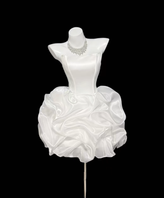 Wunderschönes Ballkleid, trägerlos, weiß, für Damen, Mädchen, Teenager, Abschlussfeier, Mini, Senior-Inspiration, kurze Outfits zum 16. Geburtstag, Homecoming-Kleider RB3086