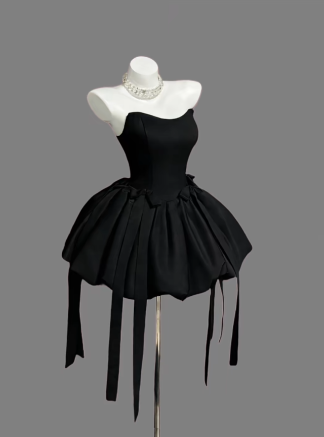 Jolie robe de bal bustier courte noire pour femmes, filles, adolescentes, inspiration diplôme fin d'études secondaires, tenues d'anniversaire pour 16 ans, robes de bal de promo RB3087