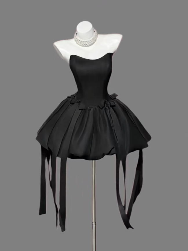 Jolie robe de bal bustier courte noire pour femmes, filles, adolescentes, inspiration diplôme fin d'études secondaires, tenues d'anniversaire pour 16 ans, robes de bal de promo RB3087