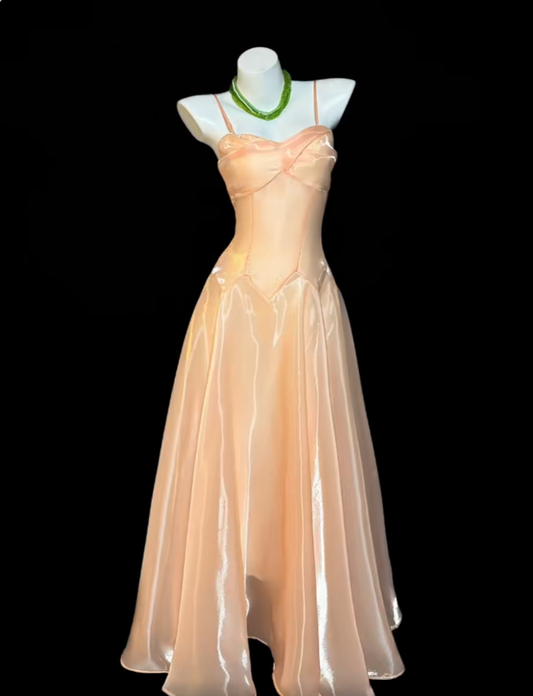 Modest A Line Spaghetti Strap Orange 16th Birthday Dress Sleeveless Evening Prom Formal Dresses RB3095