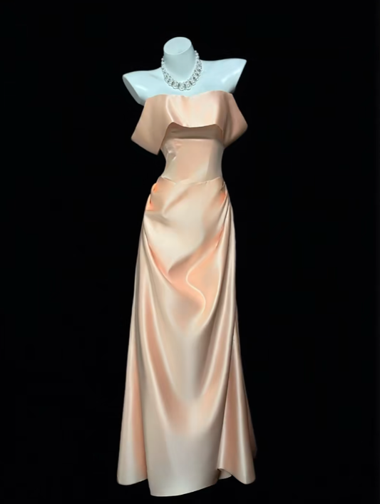 Modest Mermaid Off The Shoulder Blush Pink Birthday Dress Sleeveless Evening Prom Formal Dresses RB3111