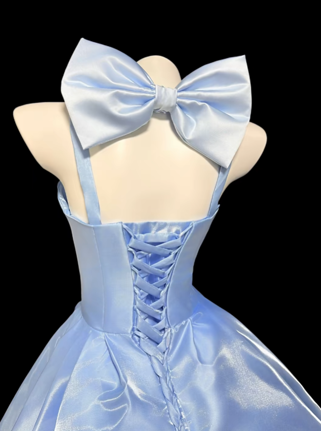 Fairy Ball Gown Blue Corset Fitted Back Graduation Gown Mini Senior Inspo Short Homecoming Dress RB3112