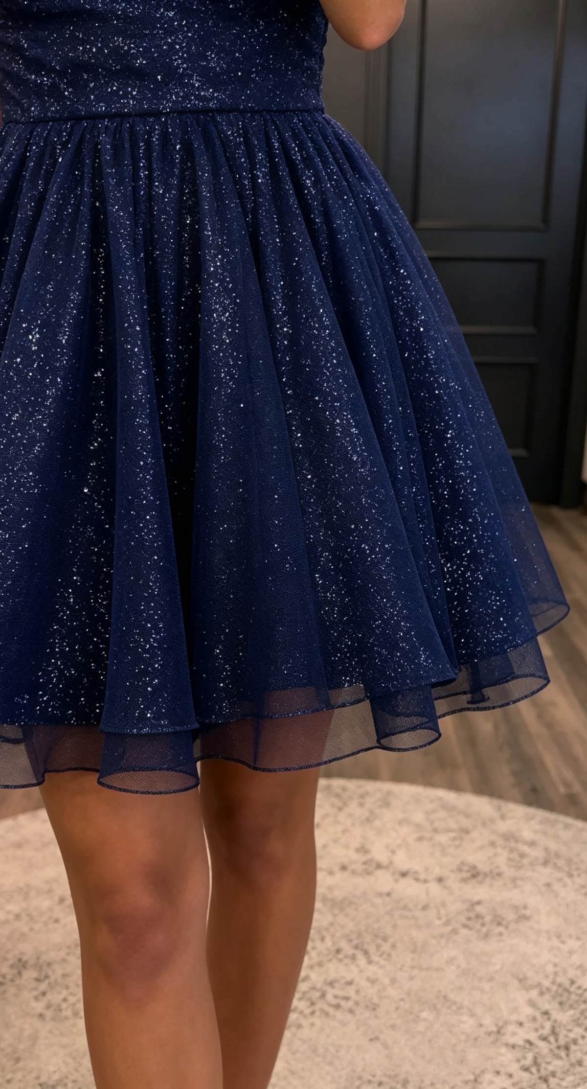 Glitter Navy Homecoming Dress for Night Out Sequin 16th Birthday Dresses Inspo Hoco Gown RB6036
