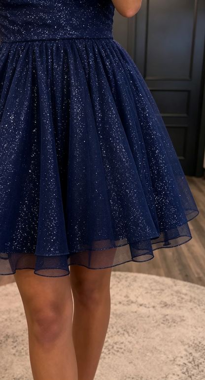 Glitter Navy Homecoming Dress for Night Out Sequin 16th Birthday Dresses Inspo Hoco Gown RB6036