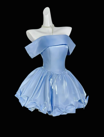 Unique Ball Gown Off The Shoulder Blue University Ideas Homecoming Dress Inspo Short High School Senior Party Cocktail Outfits RB6994