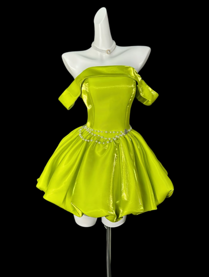 Unique Ball Gown Off The Shoulder Green University Ideas Homecoming Dress Inspo Short High School Senior Party Cocktail Outfits RB6995