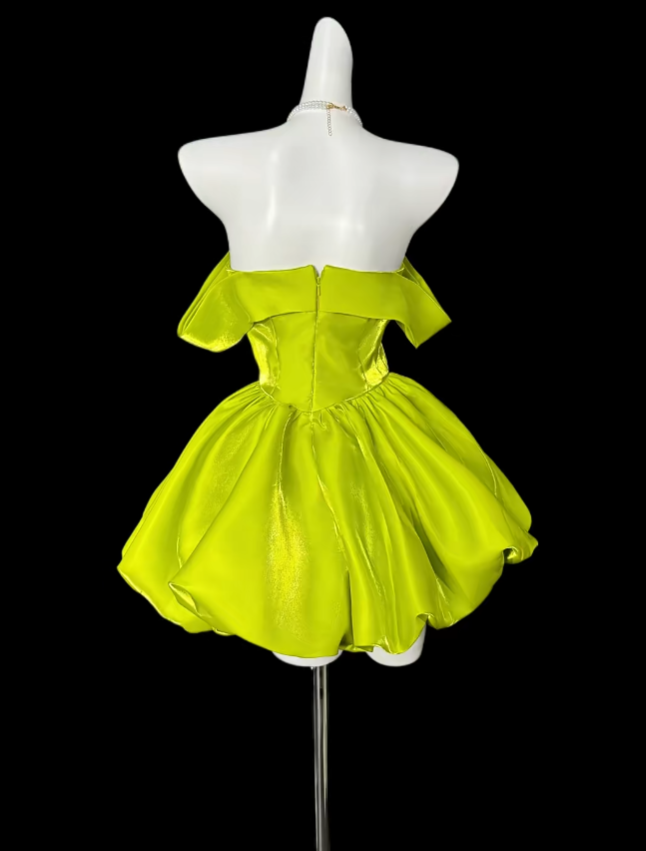 Unique Ball Gown Off The Shoulder Green University Ideas Homecoming Dress Inspo Short High School Senior Party Cocktail Outfits RB6995