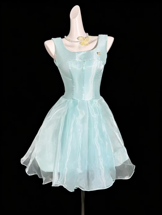 Elegant Ball Gown Square Neck Blue University Ideas Homecoming Dress Inspo Short High School Senior Graduation Outfit RB6996