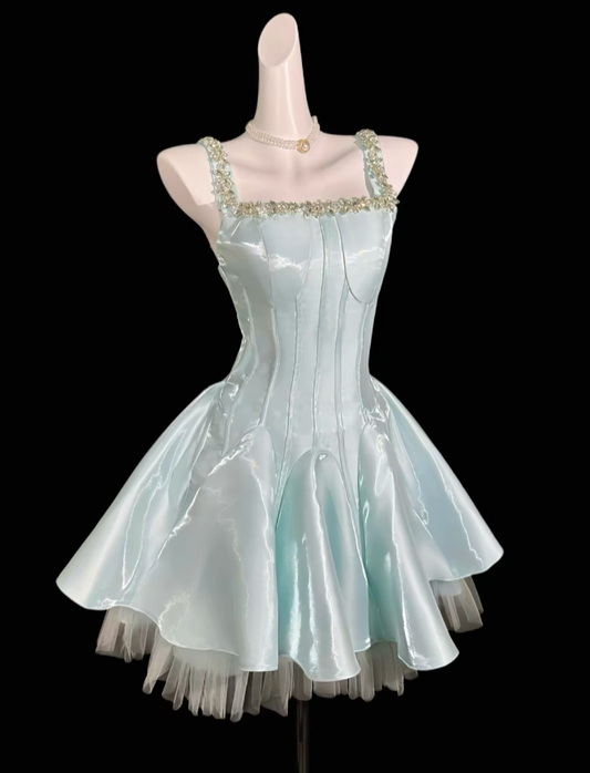 Elegant Ball Gown Square Neck Light Mint Green University Ideas Homecoming Dress Inspo Short High School Senior Graduation Outfit RB6998