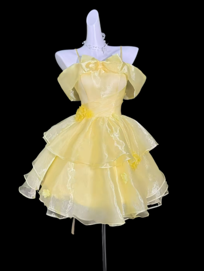Unique Ball Gown Off The Shoulder Yellow University Ideas Homecoming Dress Inspo Short High School Senior Party Cocktail Outfits RB7001