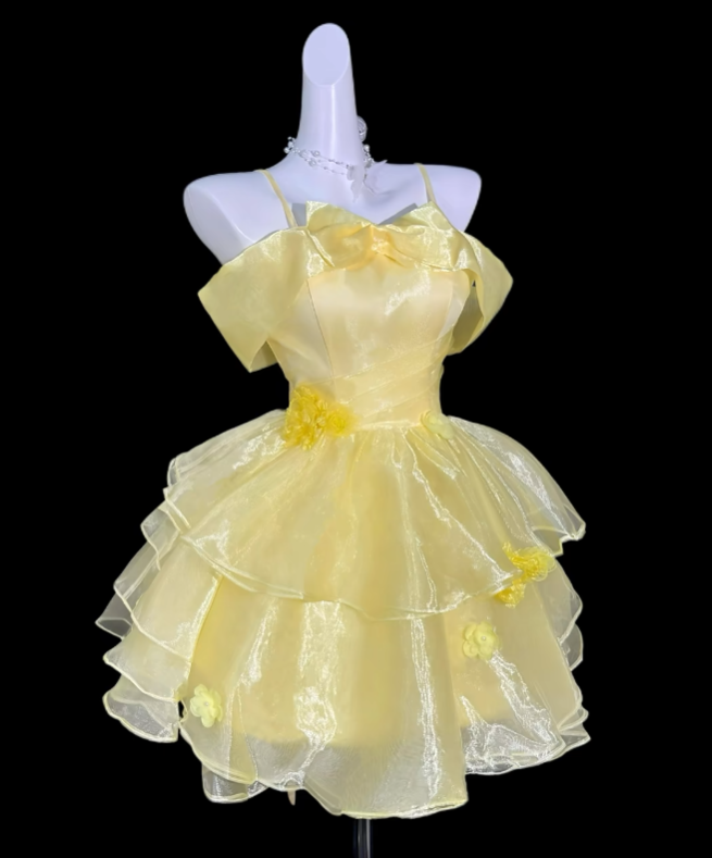 Unique Ball Gown Off The Shoulder Yellow University Ideas Homecoming Dress Inspo Short High School Senior Party Cocktail Outfits RB7001