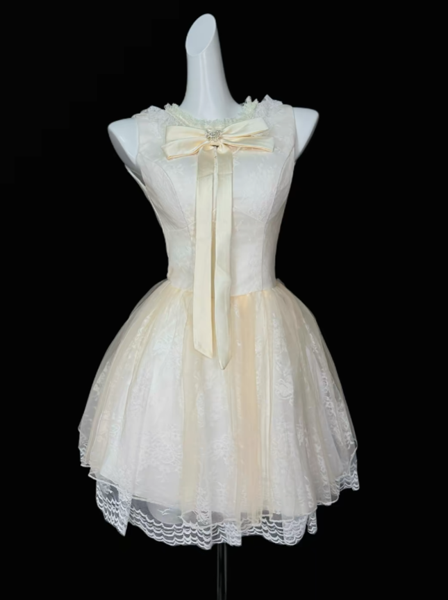 Cute Ball Gown Scoop Light Yellow Lace University Ideas Homecoming Dress Inspo Short High School Senior Hoco Court Dresses RB7004