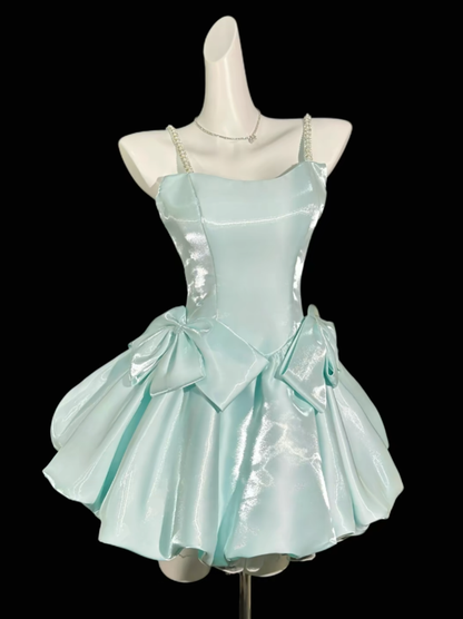 Cute Ball Gown Spaghetti Straps Mint Green University Ideas Homecoming Dress Inspo Short High School Senior Hoco Court Dresses RB7009