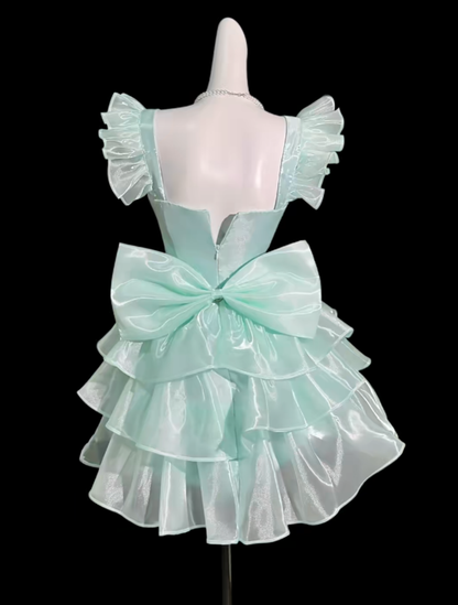 Cute Ball Gown Square Neck Mint Green University Ideas Homecoming Dress Inspo Short High School Senior Hoco Court Dresses RB7010