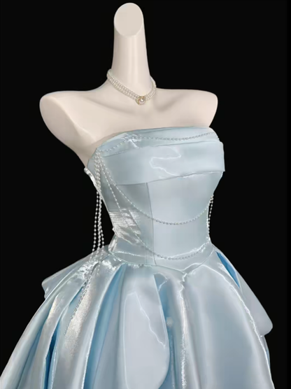 Pretty Ball Gown Strapless Blue Mini University Ideas Homecoming Dress Inspo Short High School Senior Graduation Outfit RB7019