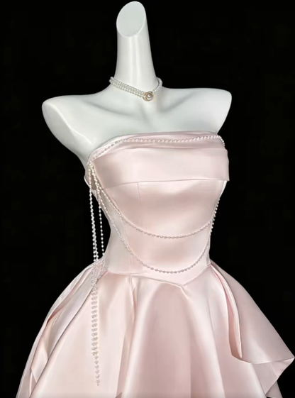 Pretty Ball Gown Strapless Pink Mini University Ideas Homecoming Dress Inspo Short High School Senior Graduation Outfit RB7021