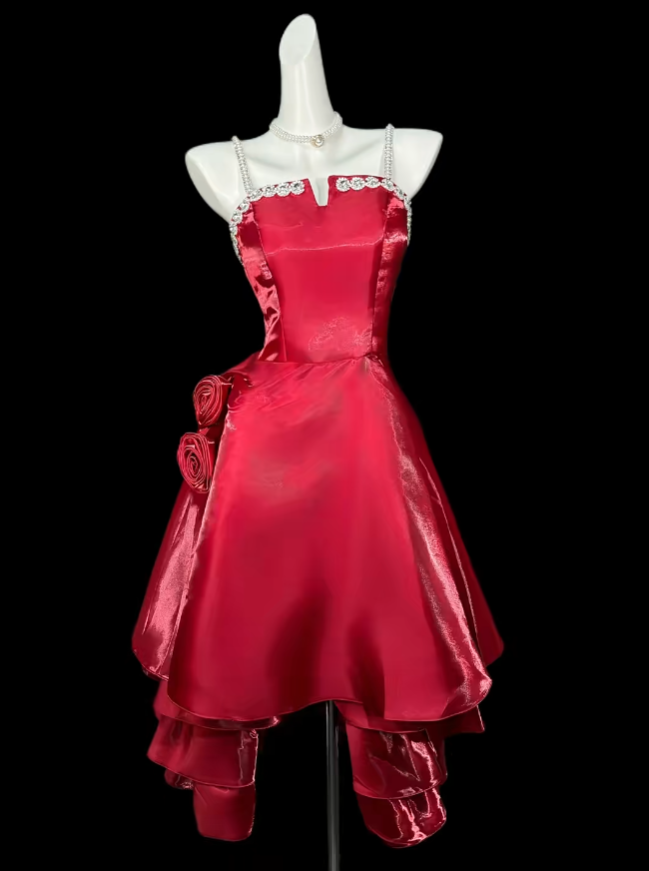 Cute Ball Gown Spaghetti Straps Burgundy Knee Length University Ideas Homecoming Dress Inspo Senior Hoco Court Dresses RB7022