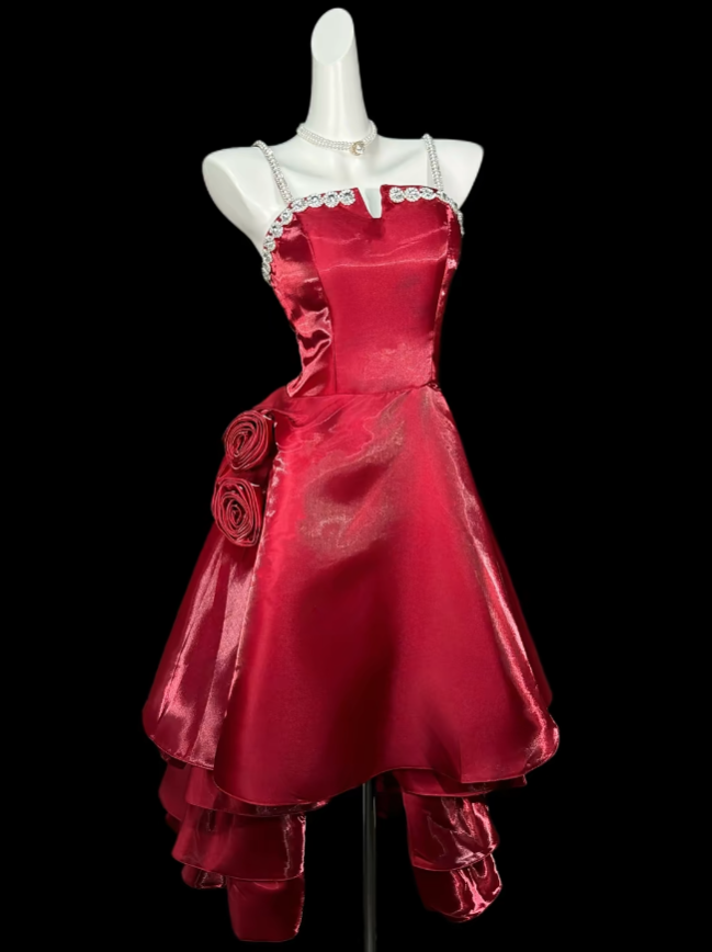Cute Ball Gown Spaghetti Straps Burgundy Knee Length University Ideas Homecoming Dress Inspo Senior Hoco Court Dresses RB7022
