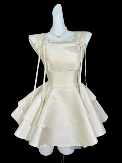 Unique Ball Gown Square Neck With Bow University Ideas Homecoming Dress Inspo Short Senior Party Cocktail Outfits RB7023