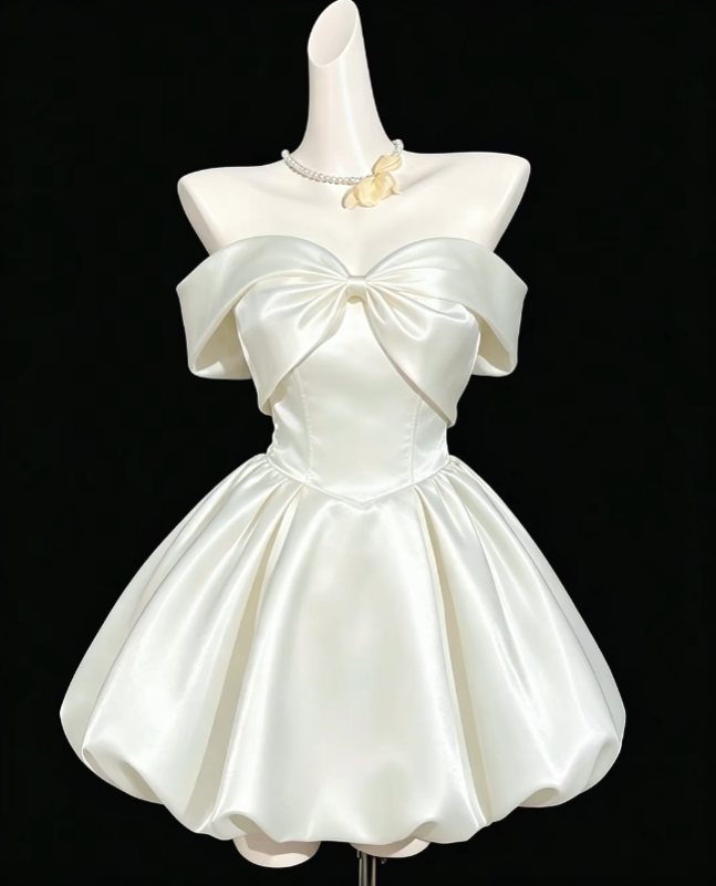 Charming Ball Gown Off The Shoulder White Mini University Ideas Homecoming Dress Inspo Short High School Senior Graduation Outfit RB7029