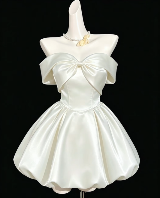 Charming Ball Gown Off The Shoulder White Mini University Ideas Homecoming Dress Inspo Short High School Senior Graduation Outfit RB7029