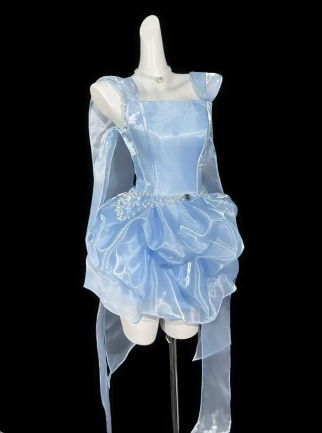 Unique Ball Gown Square Neck Blue With Beading University Ideas Homecoming Dress Inspo Short Senior Party Cocktail Outfits RB7035
