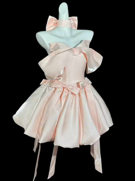Unique Ball Gown Off The Shoulder Blush Pink With Bow University Ideas Homecoming Dress Inspo Short Senior Party Cocktail Outfits RB7042