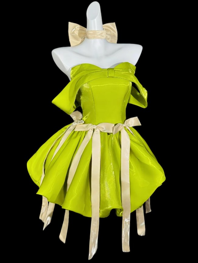 Unique Ball Gown Off The Shoulder Green With Sleeves University Ideas Homecoming Dress Inspo Short Senior Party Cocktail Outfits RB7047