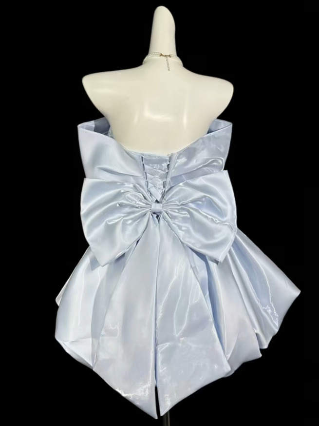 Unique Ball Gown Off The Shoulder Light Sky Blue With Sleeves University Ideas Homecoming Dress Inspo Short Party Cocktail Outfits RB7049