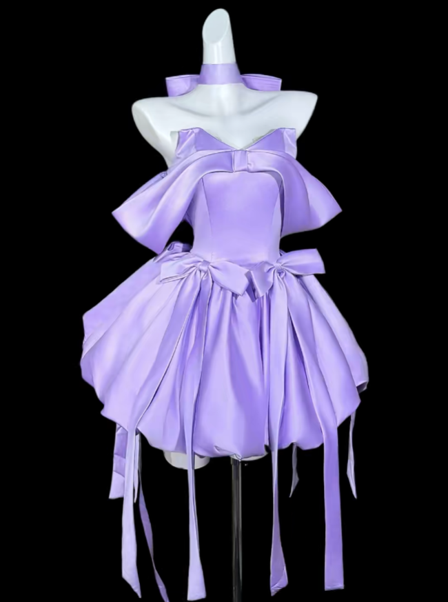 Unique Ball Gown Off The Shoulder Lilac With Bow-knot University Ideas Homecoming Dress Inspo Short Senior Party Cocktail Outfits RB7061