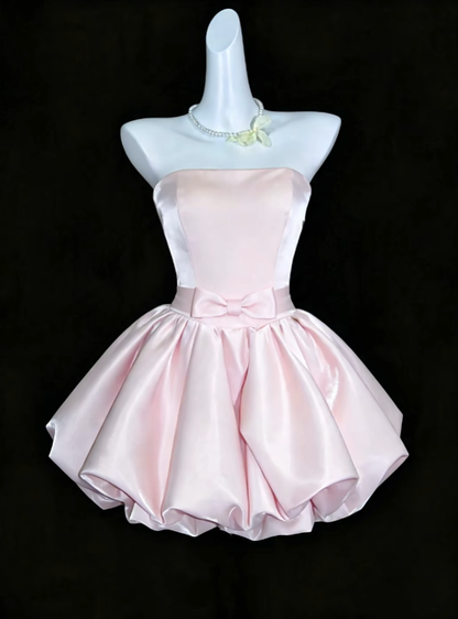 Unique Ball Gown Strapless Pink University Ideas Homecoming Dress Inspo Short Party Cocktail Outfits RB7064