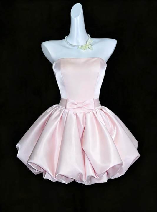Unique Ball Gown Strapless Pink University Ideas Homecoming Dress Inspo Short Party Cocktail Outfits RB7064