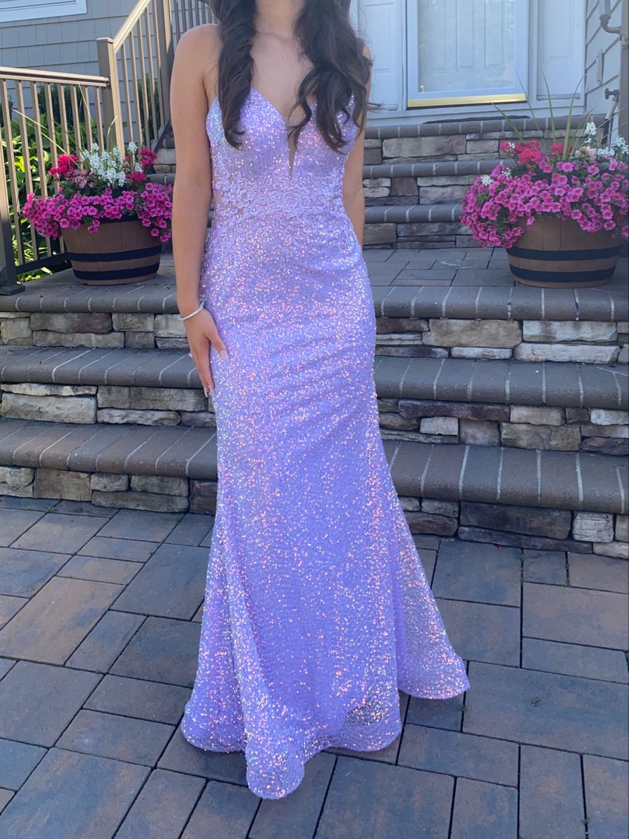Elegant Mermaid Spaghetti Straps Lilac Sequin Prom Dress Inspiration Long Party Formal Prom Dresses RB707