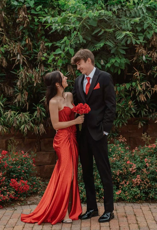 Elegant Mermaid Sweetheart Sleeveless Red Slit Floor Length Prom Dress Inspiration Ideas Prom Inspo Dresses Party Dress RB729
