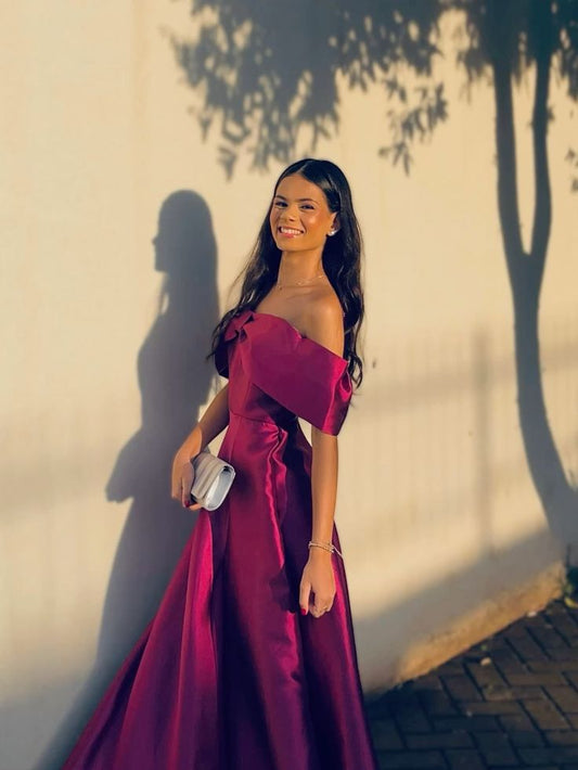 Elegant A Line Off The Shoulder Fuchsia Senior Aesthetic Prom Dresses Prom Gowns Birthday Outfits Graduation Dress RB780