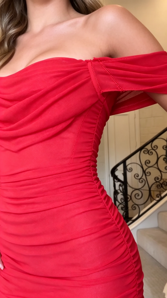 Short Sheath Off The Shoulder Red Prom Evening Dress Homecoming Dress Short Party Dress RB8152