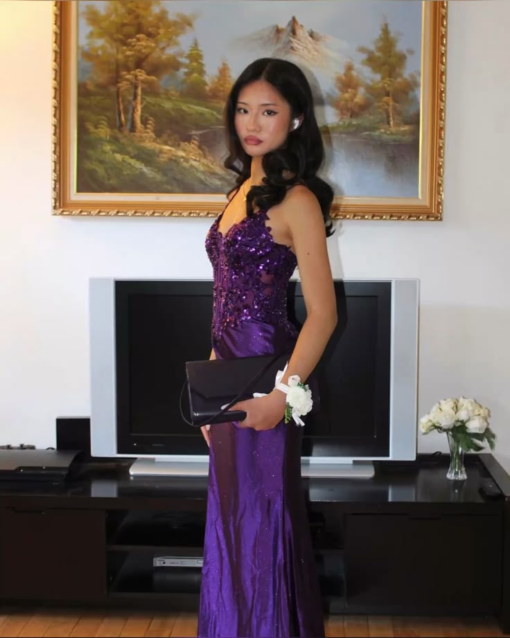 Modest Mermaid Spaghetti Straps Grape Satin Lace Prom Dresses Inspiration Slit Prom Dress Princess Graduation Dress RB842