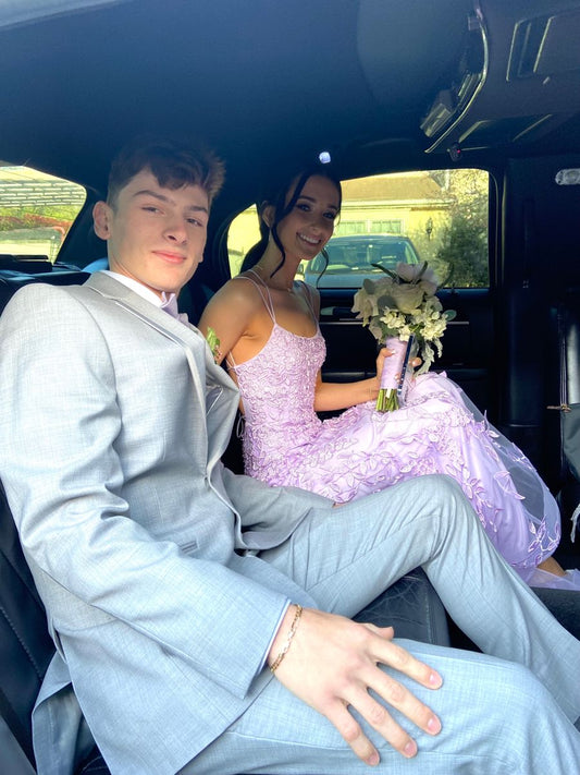 Modest Mermaid Spaghetti Straps Lilac Tulle Lace Prom Dresses Inspiration Prom Dress Princess Graduation Dress RB849