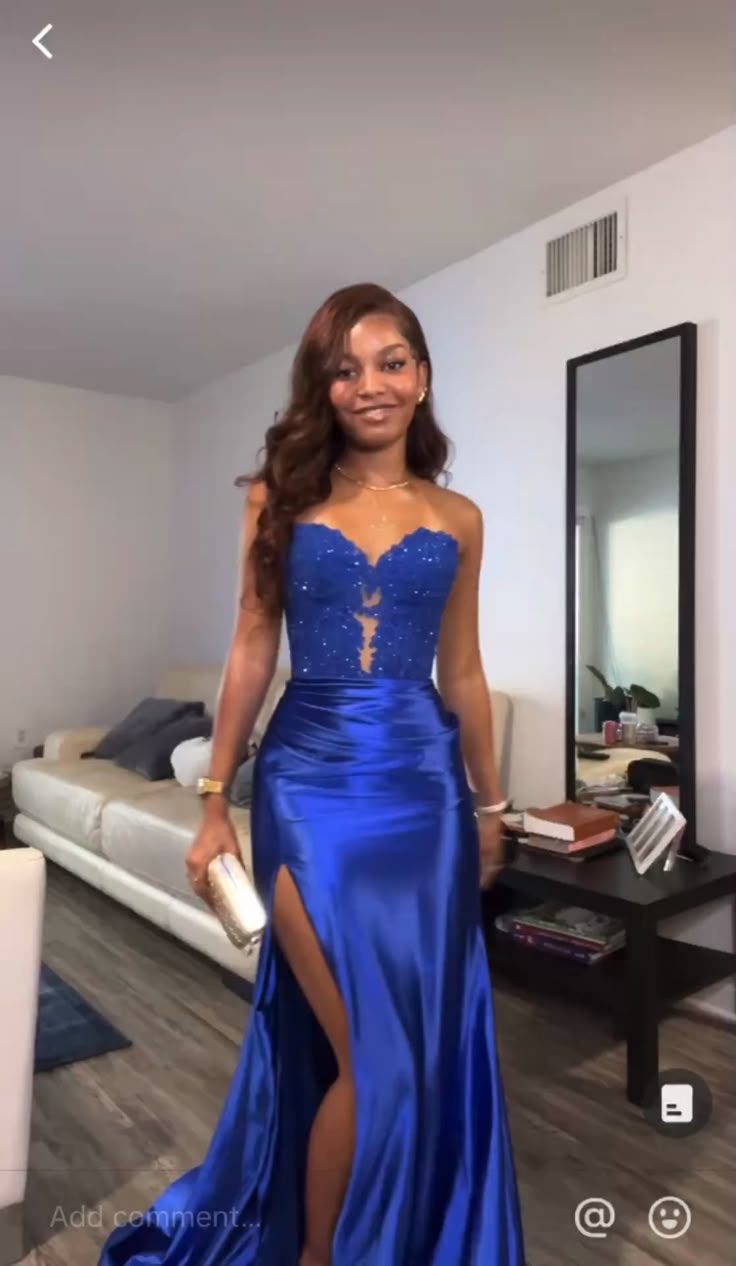 Unique Mermaid Sweetheart Royal Blue Lace Prom Dresses Party Dress 21st Birthday Outfits Graduation Dress RB908