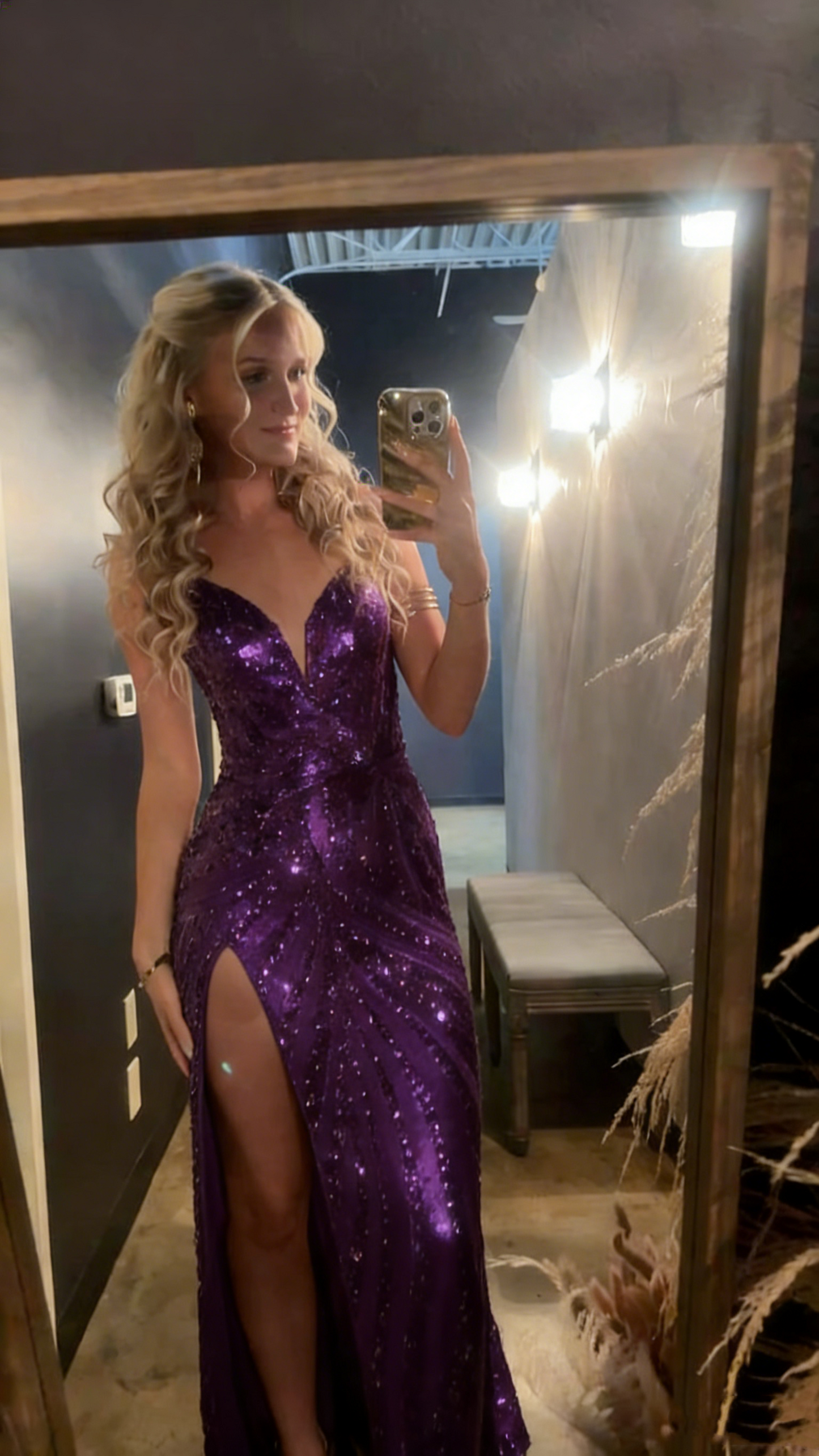 Robe de bal sirène scintillante à bretelles spaghetti et paillettes dorées, tenue de fête pour 22e anniversaire, robe de remise de diplôme RB944