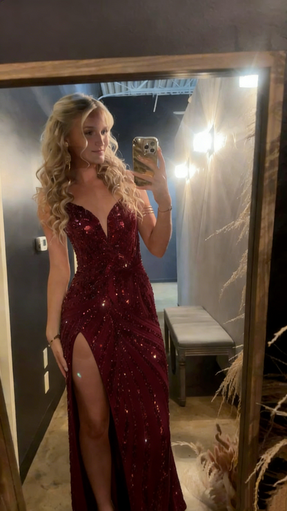 Robe de bal sirène scintillante à bretelles spaghetti et paillettes dorées, tenue de fête pour 22e anniversaire, robe de remise de diplôme RB944